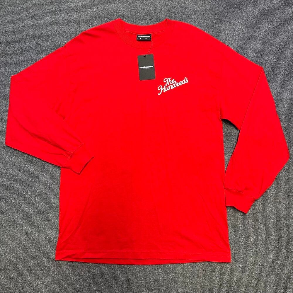 NEW The Hundreds Mens Slant Crest Logo Long Sleeve Crew Classic Skater T-Shirt L